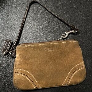 Coach Brown Suede Wristlet